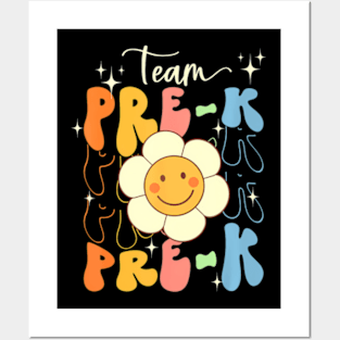 Smile Face First Day Of Team Prek Back To School Groovy Posters and Art